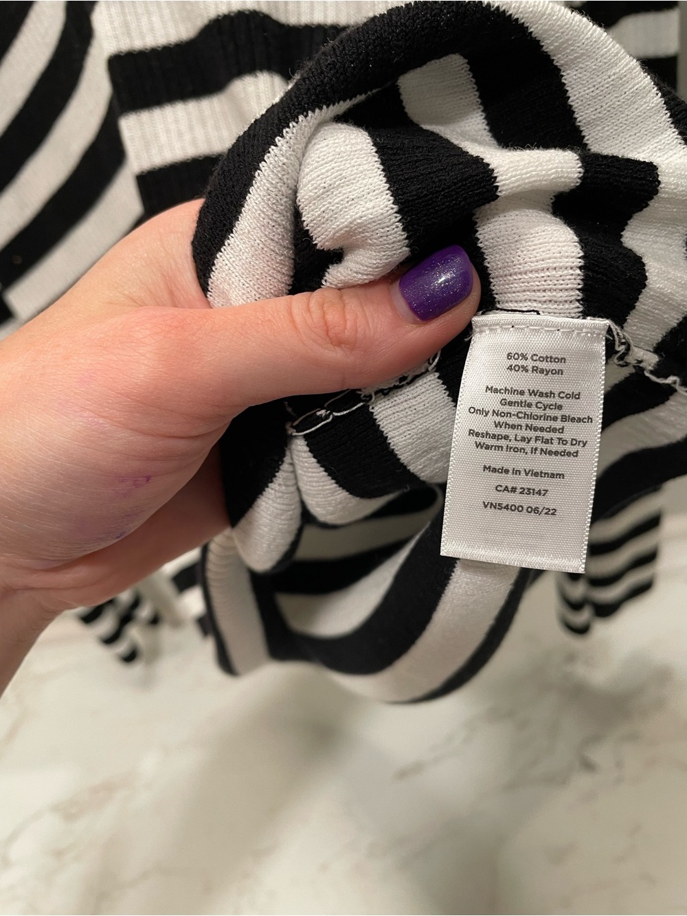 Talbots Black and White Striped Polo Ribbed Shirt - Picture 4 of 5